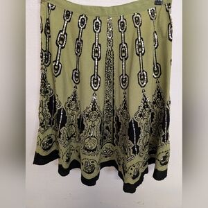 Olive Green Black Sequin Western Bohemian Coastal Cowgirl Skirt XL NWT